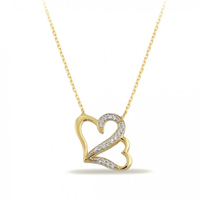 14K Gold Zircon Stone Necklace