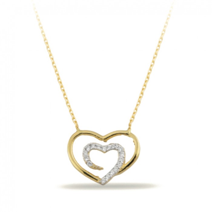 14K Gold Zircon Stone Necklace