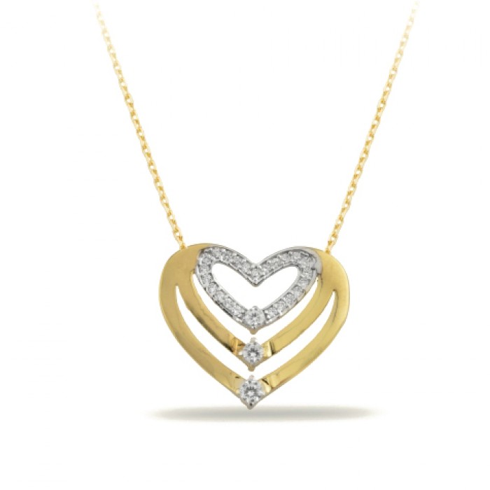 14K Gold Zircon Stone Necklace