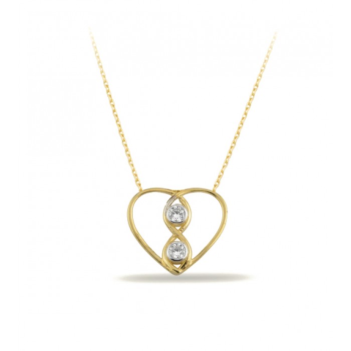 14K Gold Zircon Stone Necklace