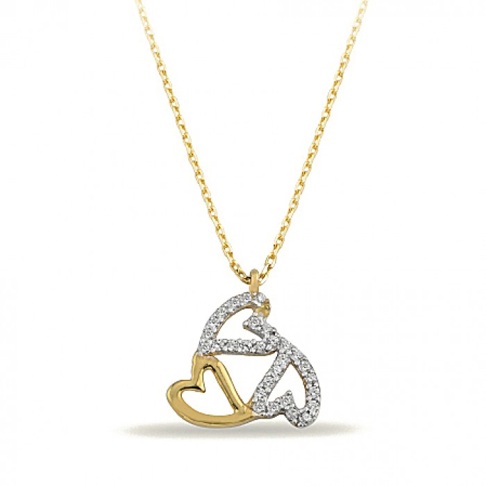 14K Gold Zircon Stone Necklace
