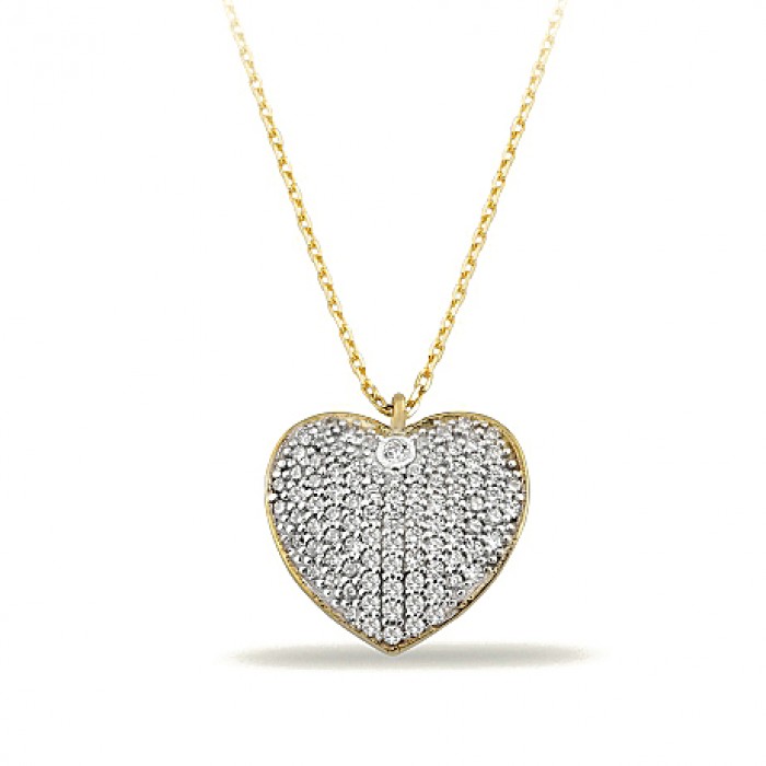14K Gold Zircon Stone Necklace