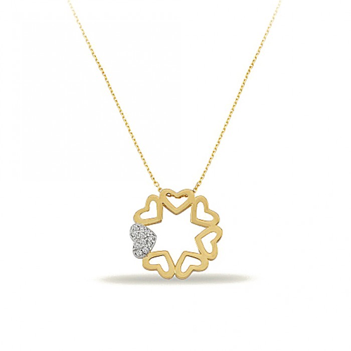 14K Gold Zircon Stone Necklace