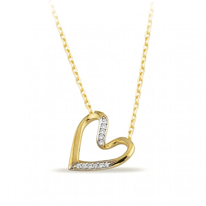 14K Gold Zircon Stone Necklace