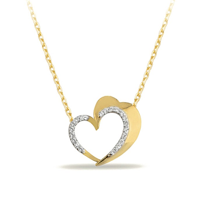 14K Gold Zircon Stone Necklace