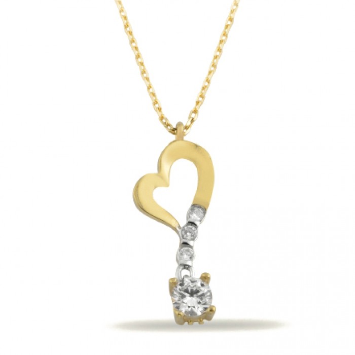 14K Gold Zircon Stone Necklace