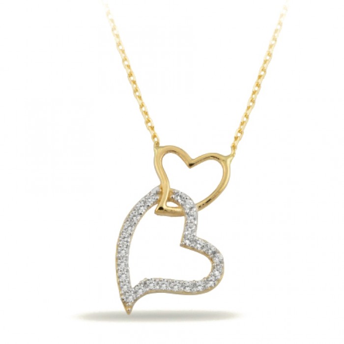 14K Gold Zircon Stone Necklace