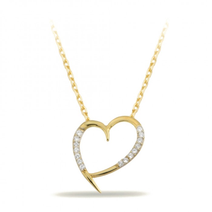 14K Gold Zircon Stone Necklace