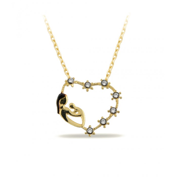 14K Gold Zircon Stone Necklace