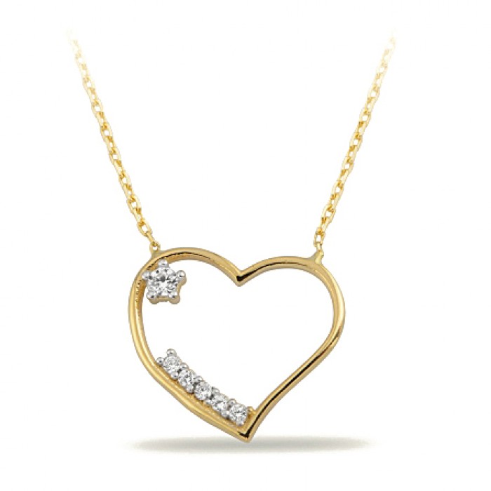 14K Gold Zircon Stone Necklace