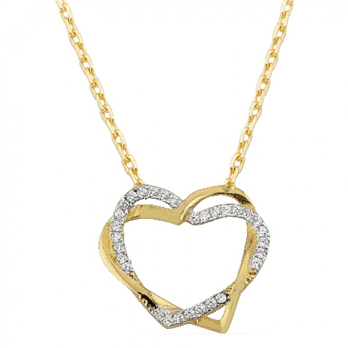 14K Gold Zircon Stone Necklace