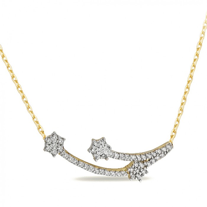 14K Gold Zircon Stone Necklace
