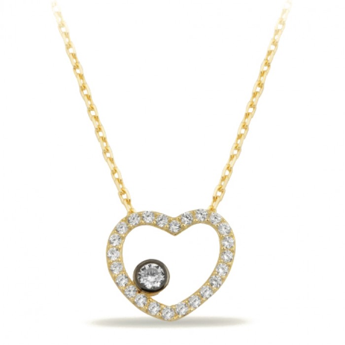 14K Gold Zircon Stone Necklace