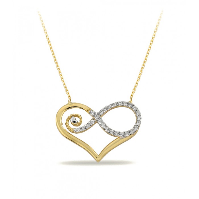 14K Gold Zircon Stone Necklace