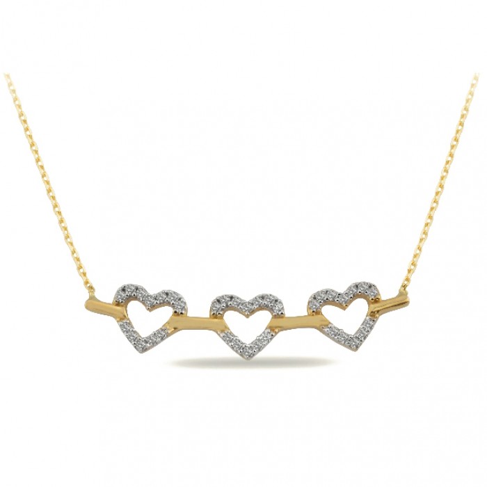 14K Gold Zircon Stone Necklace