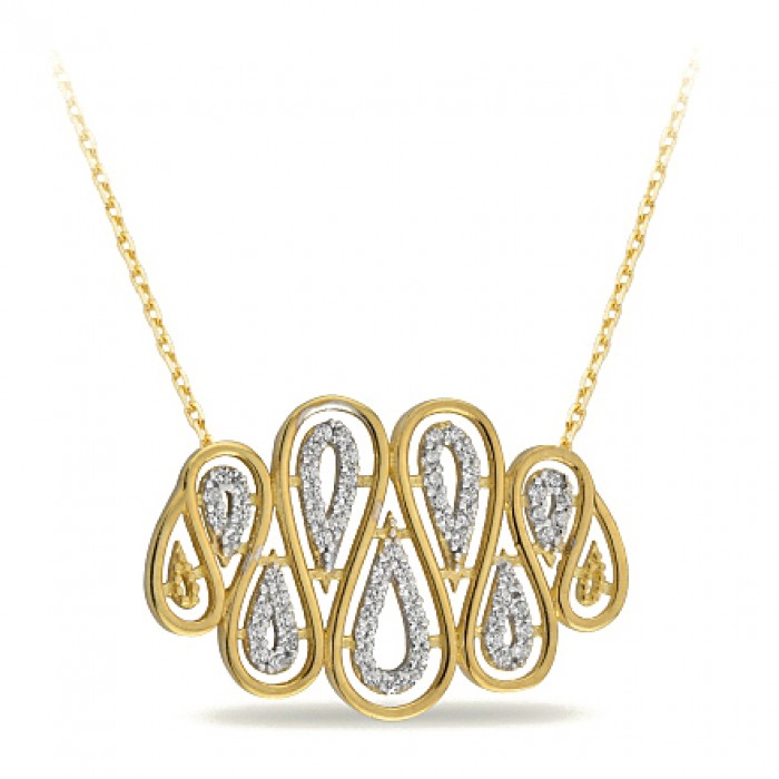 14K Gold Zircon Stone Necklace