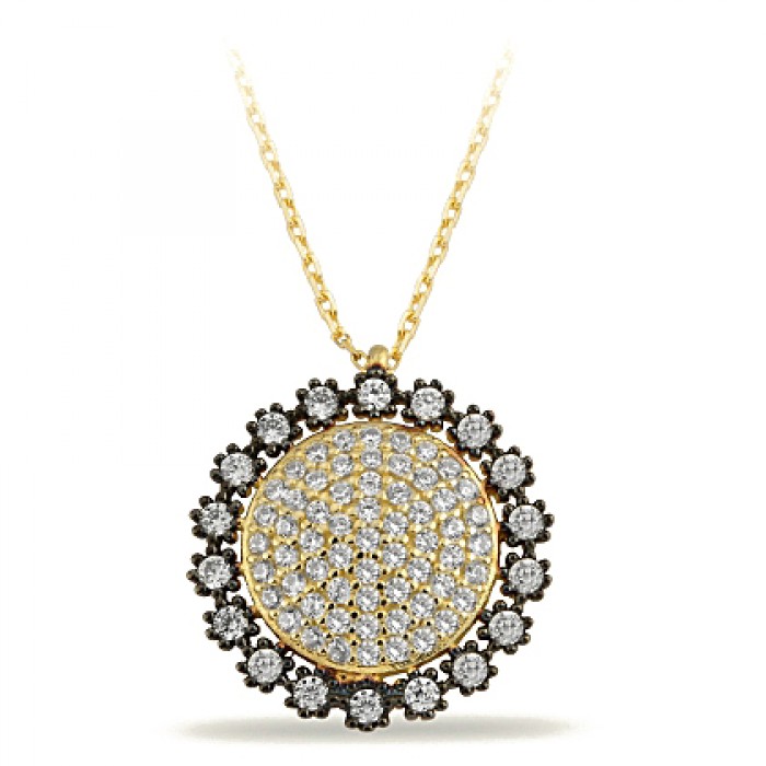14K Gold Zircon Stone Necklace