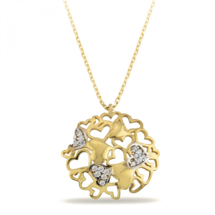 14K Gold Zircon Stone Necklace