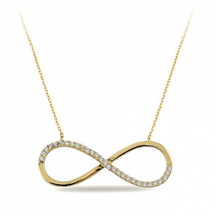 14K Gold Zircon Stone Necklace