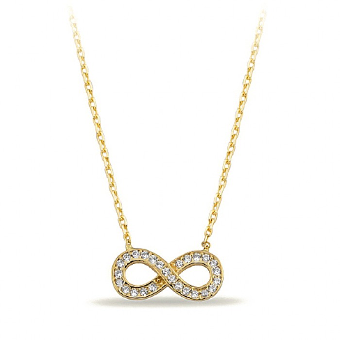 14K Gold Zircon Stone Necklace