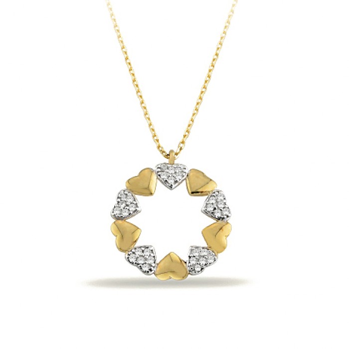 14K Gold Zircon Stone Necklace