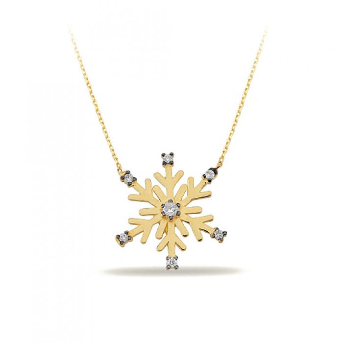 14K Gold Zircon Stone Necklace