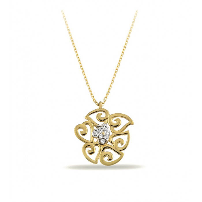 14K Gold Zircon Stone Necklace