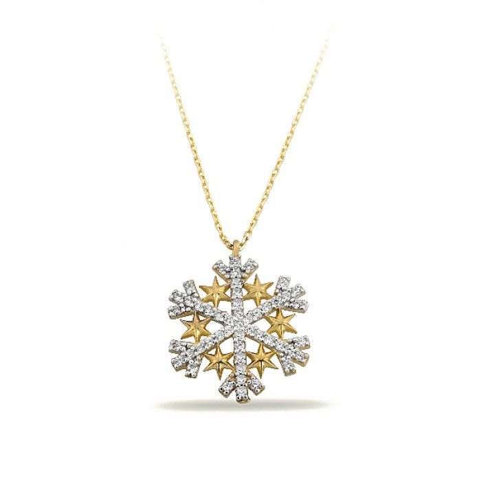 14K Gold Zircon Stone Necklace