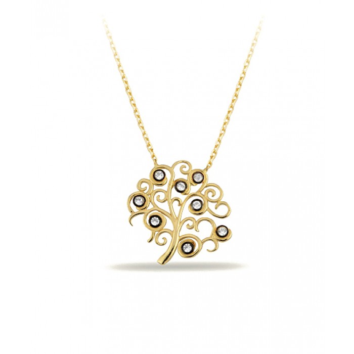 14K Gold Zircon Stone Necklace