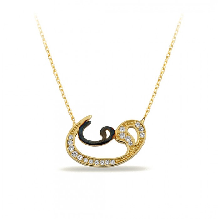 14K Gold Zircon Stone Necklace