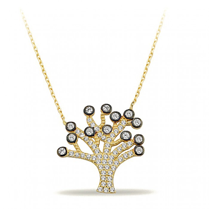 14K Gold Zircon Stone Necklace