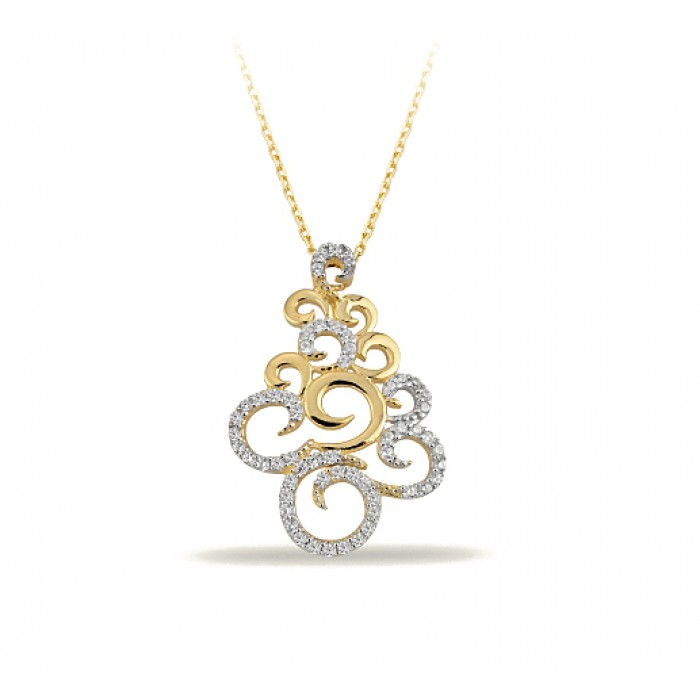 14K Gold Zircon Stone Necklace
