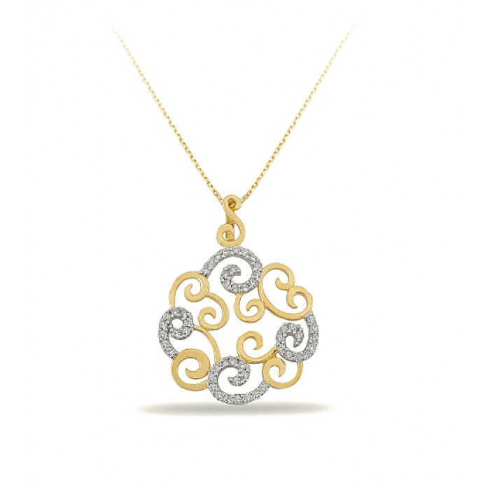 14K Gold Zircon Stone Necklace