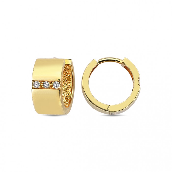  14K Gold Earring with diamond 0,06 ct  8 mm x 5,3 mm
