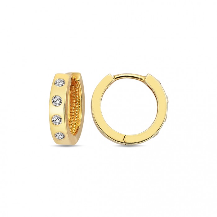  14K Gold Earring with diamond 0,12 ct  8 mm x 2,5 mm