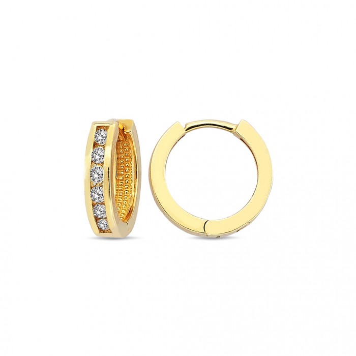  14K Gold Earring with diamond 0,13 ct  8 mm x 2,4 mm
