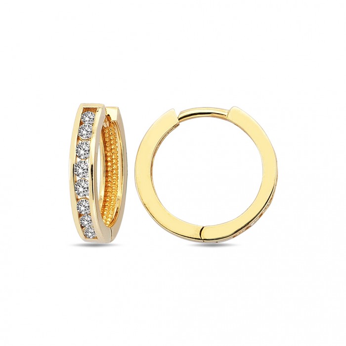  14K Gold Earring with diamond 0,24 ct  10 mm x 2,4 mm