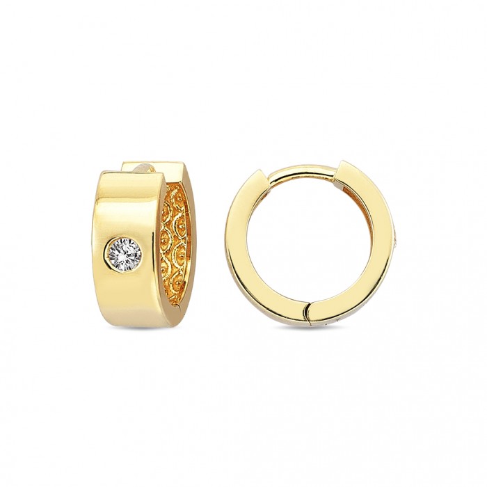  14K Gold Earring with diamond 0,06 ct  8 mm x 4,2 mm