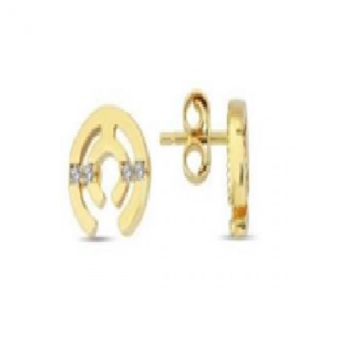 14 K Gold Zircon stone Earring 1,36 gr 