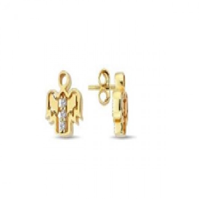 14 K Gold Zircon stone Earring 1,07 gr 