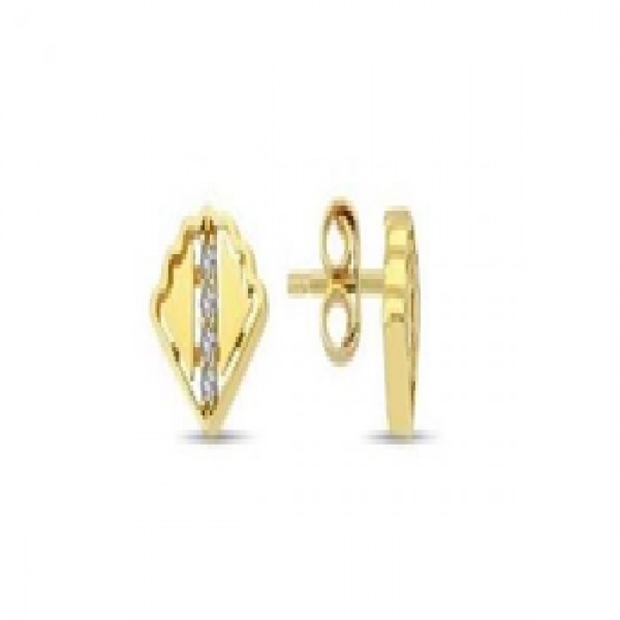 14 K Gold Zircon stone Earring 1 gr 