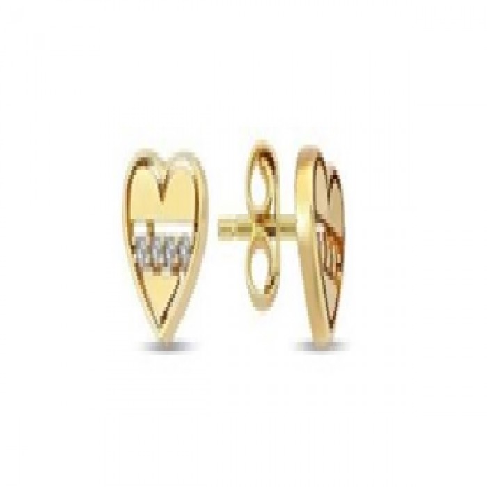 14 K Gold Zircon stone Earring 1,03 gr 