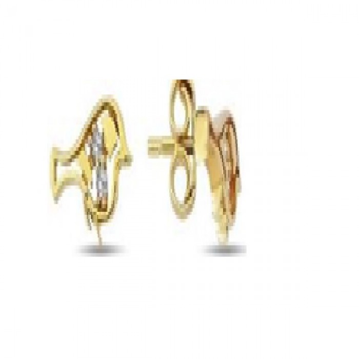 14 K Gold Zircon stone Earring 0,83 gr 