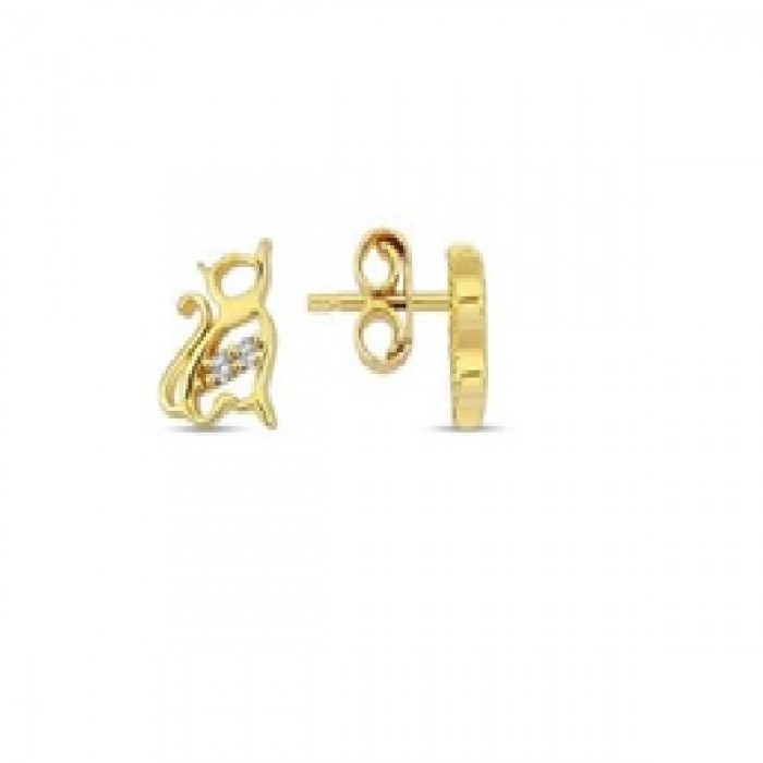 14 K Gold Zircon stone Earring 0,89 gr 