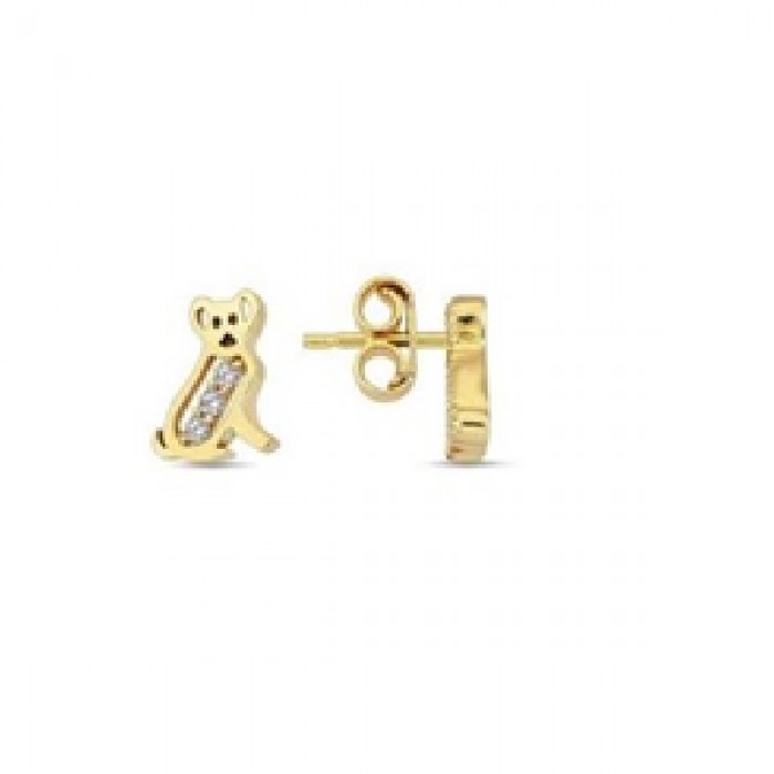14 K Gold Zircon stone Earring 0,92 gr 