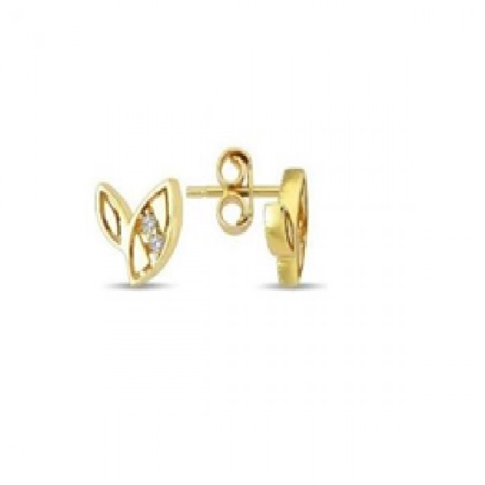 14 K Gold Zircon stone Earring 0,91 gr 