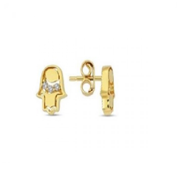 14 K Gold Zircon stone Earring 1 gr 