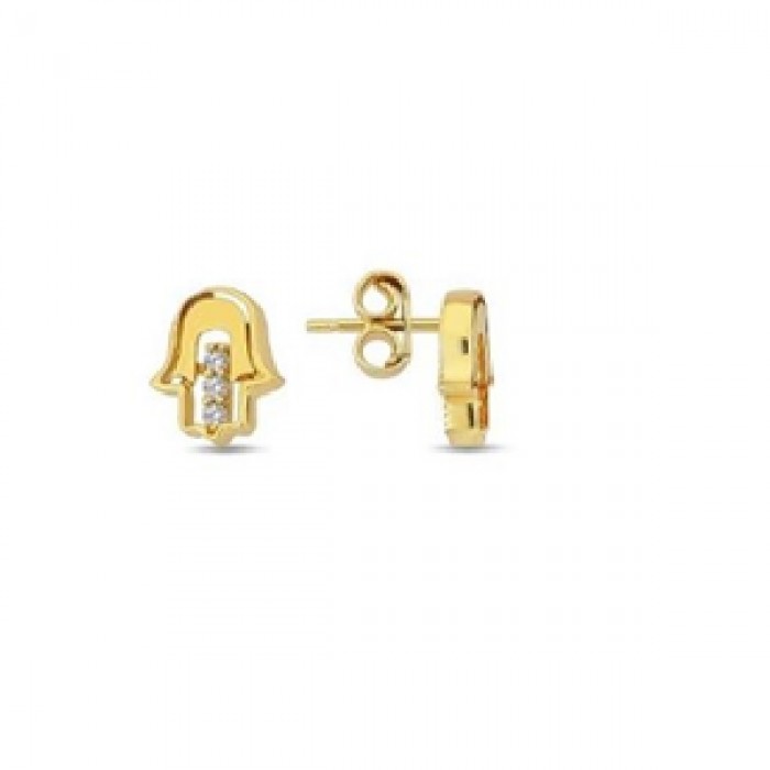 14 K Gold Zircon stone Earring 0,98 gr 