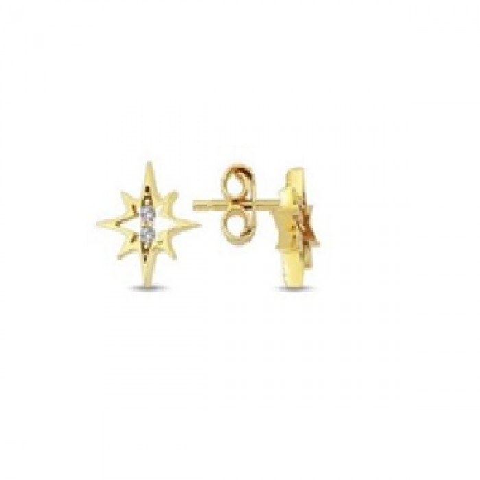 14 K Gold Zircon stone Earring 0,87 gr 
