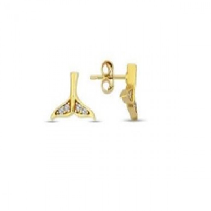 14 K Gold Zircon stone Earring 1,1 gr 